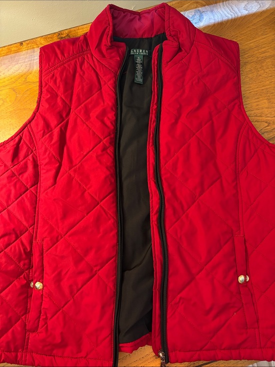 Lauren Ralph Lauren Jackets & Blazers - Lauren Ralph Lauren Quilted Bright Red Vest with Snap Pockets